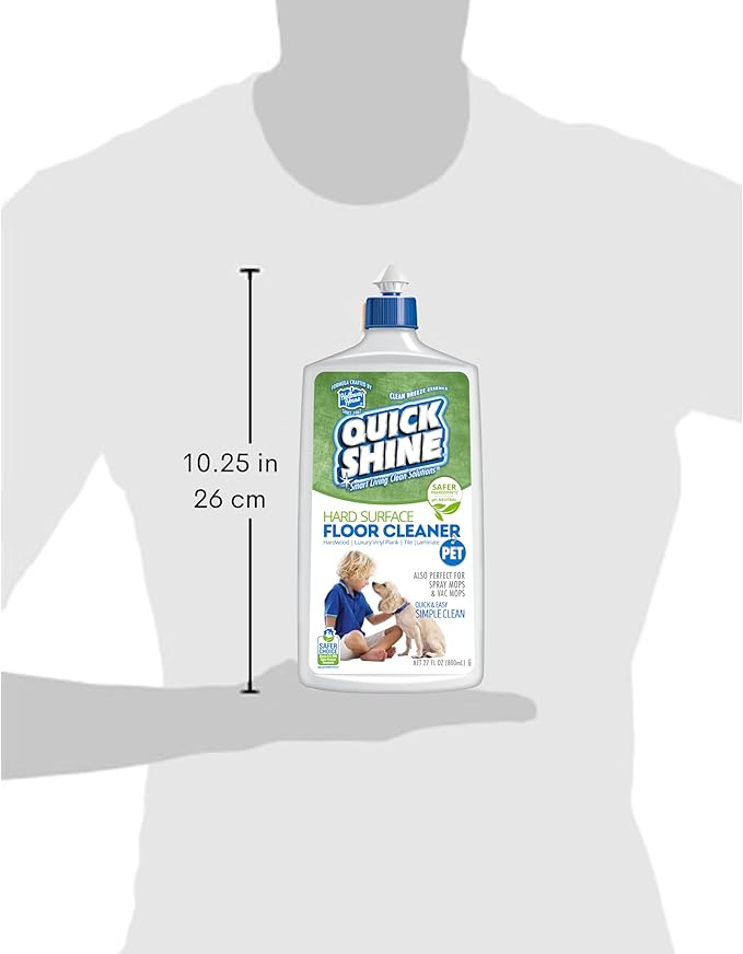 Quick Shine Hard Surface Pet Floor Cleaner 27 oz, 2Pk | Ready to Use, Removes Dirt, Streak Free, No Rinse | Hardwood, Laminate, Luxury Vinyl Plank LVT, & Tile | Safer for Kids, Pets & Our Environment