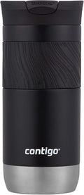 Contigo Byron Vacuum-Insulated Stainless Steel Travel Mug with Leak-Proof Lid Reusable Coffee Mug or Water Bottle BPA-Free 16oz Licorice Keeps Beverages Hot for 6 Hours or Cold for 12 Hours
