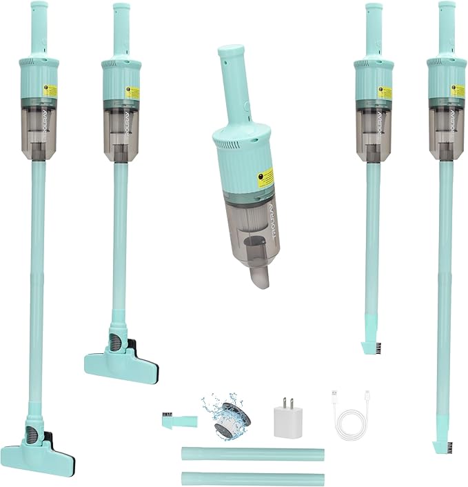 6-in-1 Rechargeable Household Stick Vacuum Cleaner, Convertible to Handheld, for All Kinds of Cleaning in Your Home on Hard Floors, Upholstery, Sofas, Cars (Green)