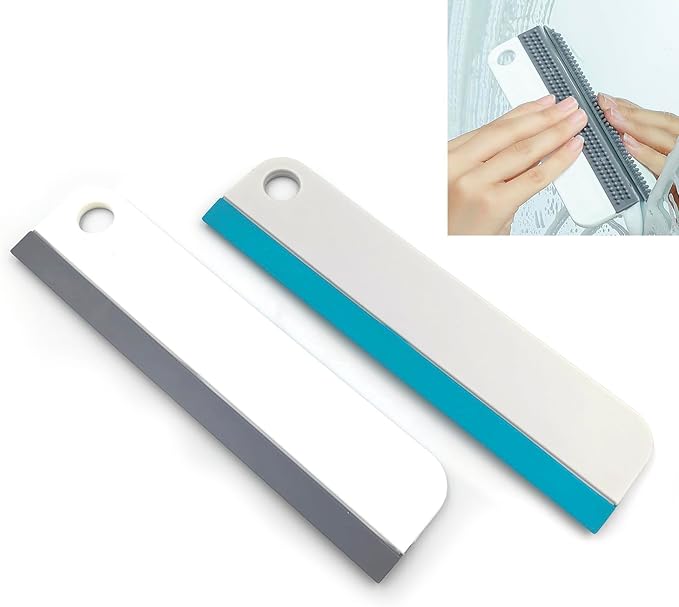 All-Purpose Mini Soft Rubber Window Squeegee Window Scrubber Scraper Glass Cleaning Squeegee Tool for Glass,Shower Door,Mirrors,Bathroom,Kitchen Countertops,Car Windshield (2)