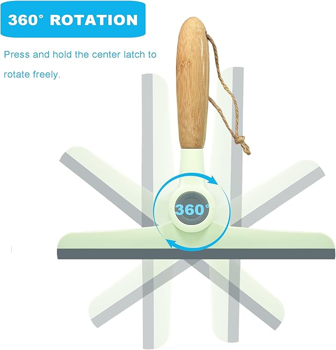 Small Squeegee Silicone Squeegee with Wood Handle Household Cleaner for Mirror Window Car Windshield Shower Door Countertop (Green Wood Handle)