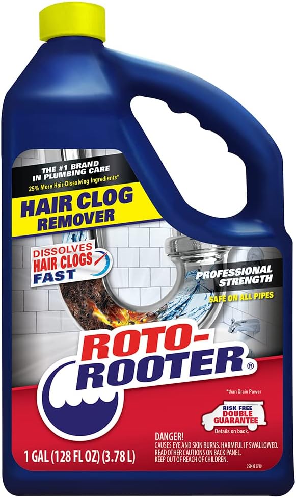 Roto-Rooter Hair Clog Remover l Dissolves Hair Clogs Faster l Safe on Pipes | 128 oz.