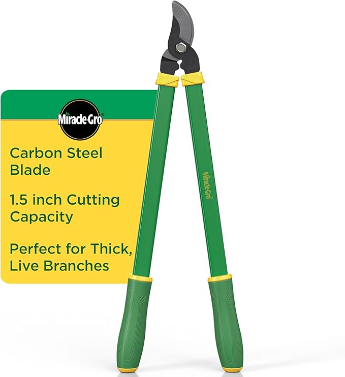 Miracle-Gro 24 in. Bypass Lopper for Tree Branch Trimming and Pruning – Heavy-Duty Branch Cutter with Ultra-Sharp Carbon Steel Blade, 1.5 in. Cutting Capacity and Comfort Grip Handles