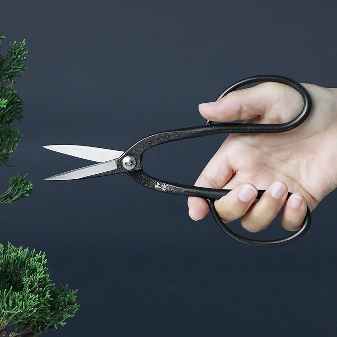 Wazakura Yasugi Steel Made in Japan Ashinaga Bonsai Scissors 8 in (200 mm), Pruning Shears, Japanese Gardening Tools - Yasugi Steel Ashinaga