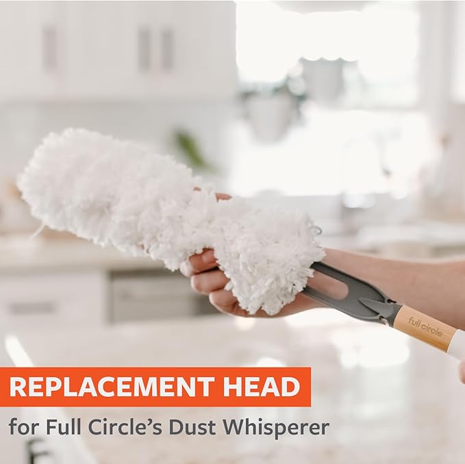 Full Circle Dust Whisperer Microfiber Duster Refill - Extendable, Washable, For Ceiling Fans, Blinds, Furniture