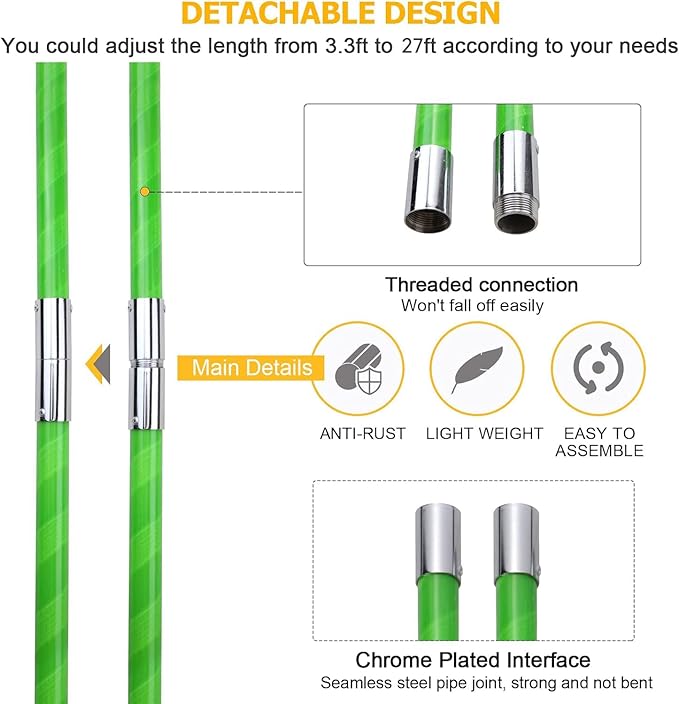 27 Feet Tree Pole Pruner Manual Branches Trimmer Tree Branch Garden Tools Loppers Hand Pole Saws Extendable Height