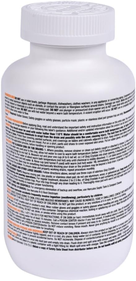 Oatey 20410 Hercules Glug Crystals Drain Opener, 20 oz (Pack of 3)
