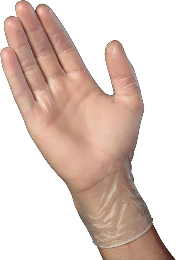 Mr. Clean Vinyl Gloves Disposable Single Use Latex Powder & BPA-Free with Beaded Cuff Construction Touch Sensitivity & Dexterity for Flexible Fit One Size Fits Most, 100-Count