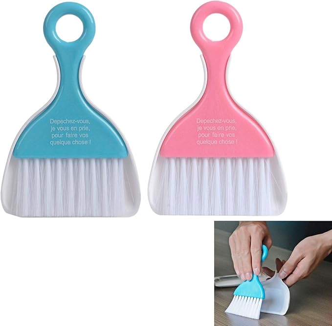 2 Pcs Mini Dustpan Set Brush for Table Whisk Brooms Small Dustpan Broom Set Mini Dust Pans with Brush Tiny Cleaning Table Sweep