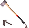 Adler Yankee Axe - German Forester's Axe with Leather Sheath, 3.5 lb Head, Anti-Slip 31.5" Hickory Handle with Red Stripe