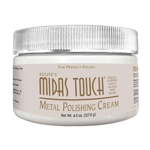 Rolite Midas Touch Metal Polishing Cream 4.5 Oz for Silver Gold Brass Copper Chrome Non-toxic Jewelry Restoration