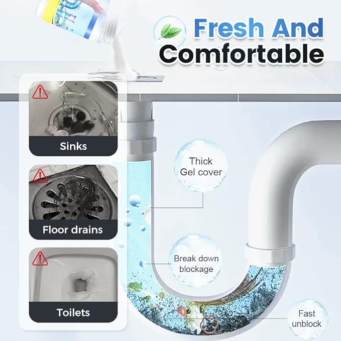 3PCS 2026 New Multi-functional Wild Tornado Pipe Dredge,Powerful Sink Cleaner Powder Fast Foaming for Kitchen Toilet Pipeline Quick Cleaning Tool