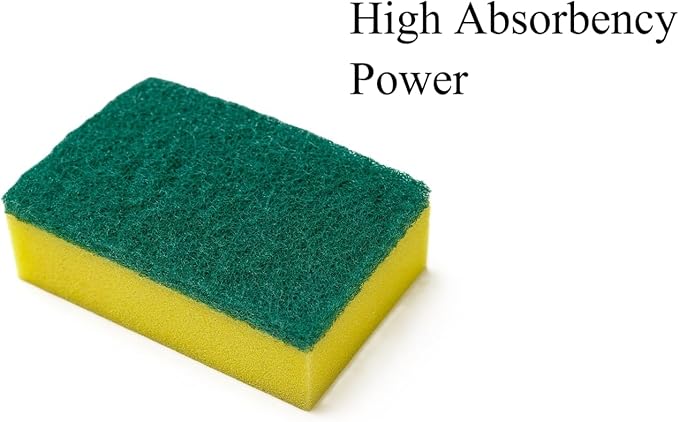 Kitchen Cleaning Sponge, Heavy Duty Non-Scratch Sponge for Non-Stick & Delicate Surfaces (When Used Gently), High Density, Dual-Side Multi-Surface Cleaning, 6 Pack (Yellow/Green)