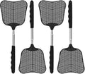 MYSTICHOME Fly Swatter 4 Pack, Durable Heavy Duty Plastic Fly Swatters, Stainless Steel Telescopic FlySwatter for Indoors/Outdoor/Kitchen/Garden (4 PCS Black)