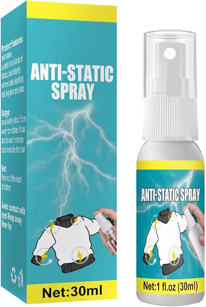 Anti-Static Spray, 30 ml Anti-Static Spray Multifunctional Anti-Static Spray for Garment Furniture, Static Remover for Clothes, Portable Anti-Static Spray for Removing Static Impacts, Anti-Static