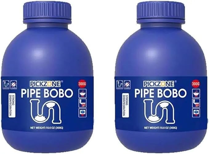 Sink and Drain Cleaner Powder - Drain Clog Remover, Pipe Bobo D-rain Cleaner for Kitchen Bathroom Tubs and Showers, Powerful Unclogging Improve Water Flow (2 Bottle, Fl Oz, 26.8)