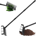2 in 1 Hoe Garden Tool, 12 Tines Cultivators for Gardening, Weed Puller Tool with 76" Long Handle for Gardening, Weeding, Seeding, Ditching, Loosening
