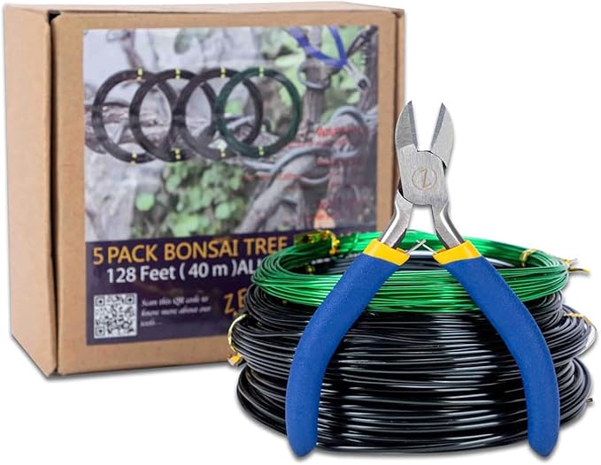 Bonsai Training Wire Set of 4, Total 128 Feet (32 Feet Each Size) 3 Size - 1.0MM, 1.5MM, 2.0MM, Corrosion and Rust Resistant (with Bonsai Wire Cutter)