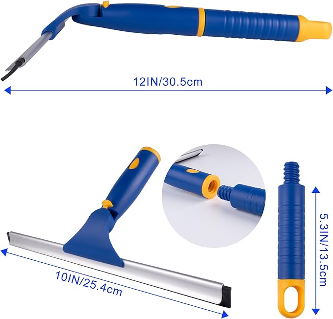 ITTAHO 10" Swivel Window Cleaning Squeegee, All-Purpose Anti-Slip Window Squeegee with 2 Blades, Window Cleaner Tool Bathroom Squeegee for Shower Doors, Tile Shower Walls，Mirrors,Car Windshields