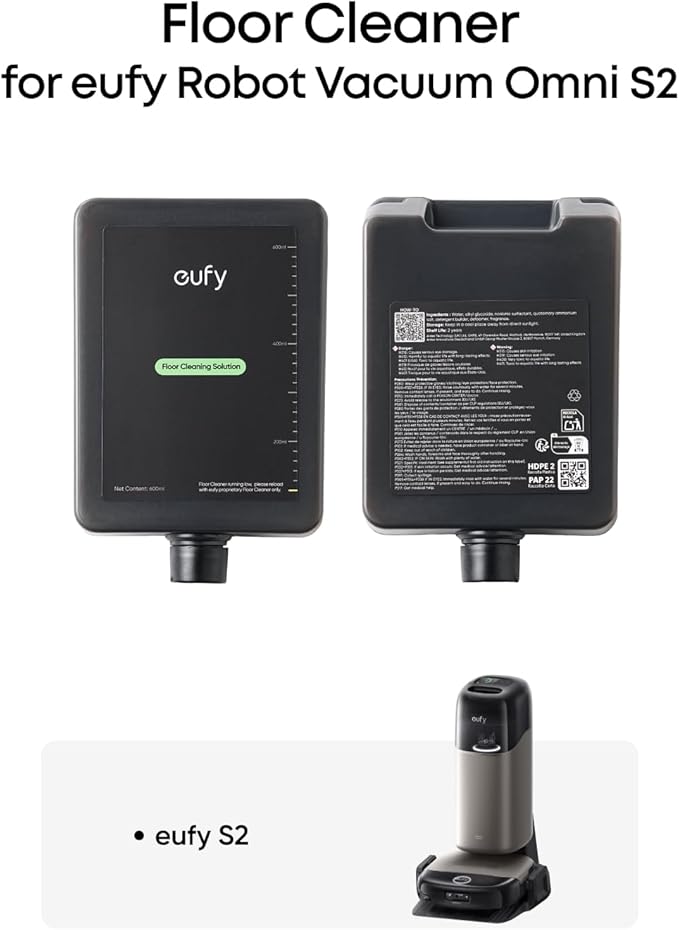 eufy Official Hard Floor Cleaner Accessories for Omni S2, Gentle Ingredients, Low-Scent, Suitable for Various Surfaces