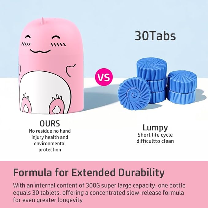 Cute Dinosaur-Shaped Toilet Bowl Cleaner Bottle, Bathroom Toilet Tank Cleaner with Peach Scent,One bottle lasts for 90 days (1, red)