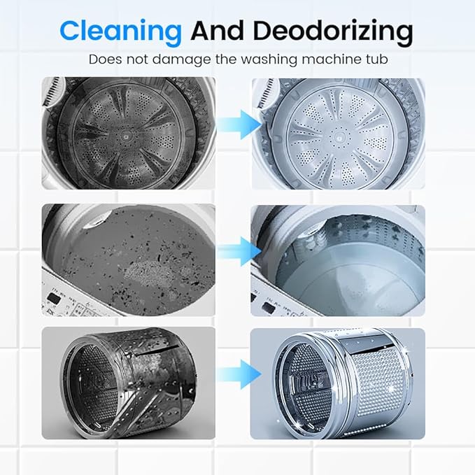 Washing Machine Cleaner Tablets, 2026 Upgraded Washer Machine Cleaner Tablets for Pet Owners, Deep Cleaning Pet Hair Remover for Front Loader, Top Load, HE Washer Tub (24 Pack)