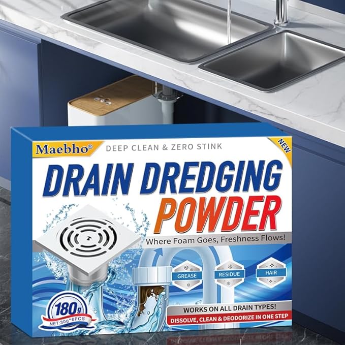 Upgrade Sink and Drain Cleaner, 6 Pack Pipe Dredge Cleaner Powders Fast Foaming Powerful Drain Cleaning for Kitchen Toilet Sink Quick Cleaning Tool
