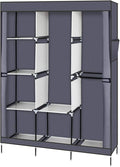 Portable Closet Wardrobe,71'' Closet Storage Organizer Rack with Shelves and Cover for Hanging Clothes, Non-Woven Fabric, Quick and Easy to Assembly (Gray)