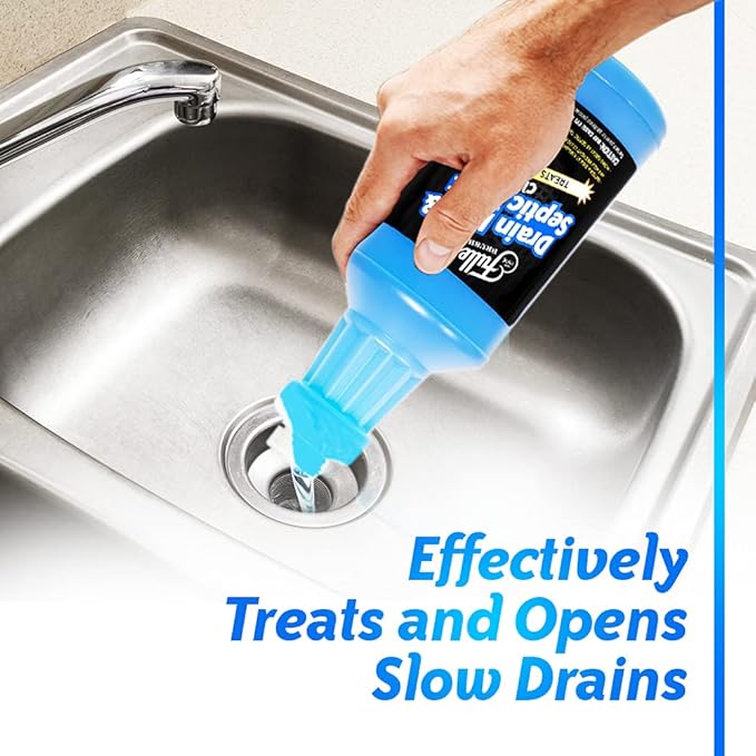 Fuller Brush Drain Line & Septic Tank Cleaner – 32 oz Enzyme-Based Drain Cleaner for Slow Drains, Grease & Food Buildup, Safe for PVC/Metal Pipes & Septic Systems (Pack of 1)