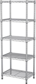 Golpart Small 5 tire Shelves Storage Wire Shelving Unit Metal Shelf Adjustable Organizers Storage Shelving for Bathroom Laundry Room Kitchen Pantry10”D x 16”W x 55”H Silver