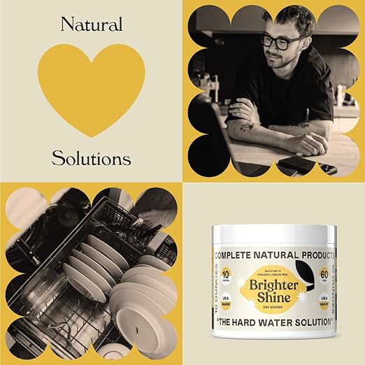 Brighter Shine Dish Washer Cleaner Powder - 60 Uses All-Natural Lemon Citric Acid Dishwasher Cleaner Additive, Hard Water Spot Remover, Odor Eliminator for Appliances, Concentrated Formula, Made USA