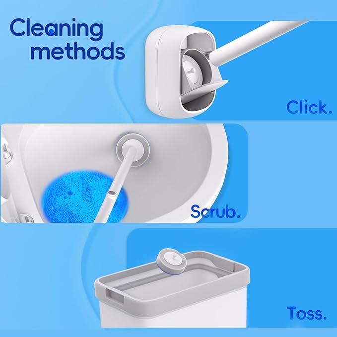 LFBEAR Disposable Toilet Brush Wand, Wall Mounted Toilet Cleaner Kit with Holder, 36 Refills Replacement Heads for Bathroom Cleaning（Only 36 Refills）