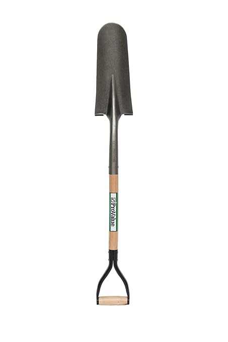 Seymour Drain Spade Shovel with Forward Turned Step Head (Various Size and Style), 26" Precision Lathe Turned Hardwood handle with Steel D Grip, S300 DuraLite Series- 14" / Forward Turned Step Head