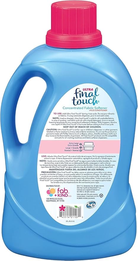 Spring Fresh Ultra Liquid Fabric Softener with WeaveShield Fabric Care Technology by Final Touch | Fabric Softener + Conditioner | Concentrated Formula | Works in All Standard & HE Washing Machines