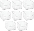 mDesign Modern Plastic Open Front Dip Storage Organizer Bin Basket for Household Organization - Shelves, Cubby, Cabinet, and Closet Organizing Decor - Ligne Collection - 8 Pack - Clear
