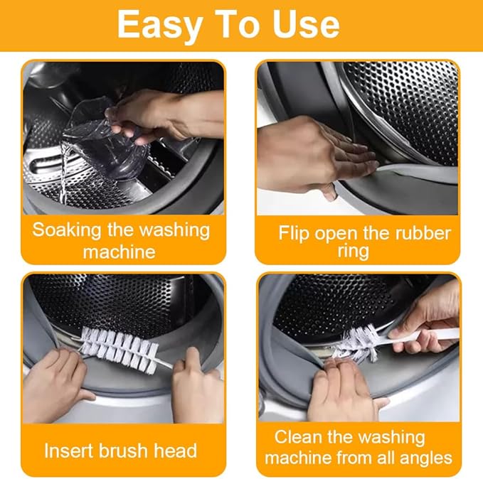 Washing Machine Cleaner Brush, Household Nylon Brushes for Cleaning Washing Machine Brush, Front Load Rolling Washing Machine Cleaning Brush, Flexible Slit Cleaning Brush Dryer Vent Brush