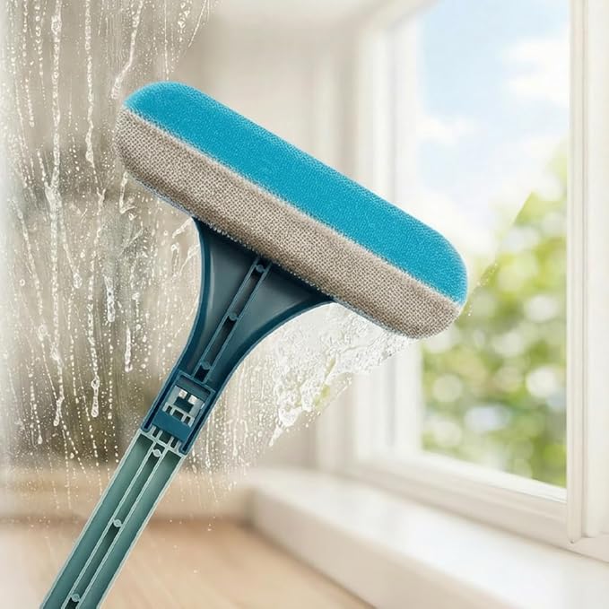 Window Screen Cleaning Brush,2 in 1 Window Screen Cleaner Tool with Squeegee,Mesh Screen Cleaner,Multi-Purpose Cleaning Brush for Patio, Door, Porch Screens (Yellow Green)