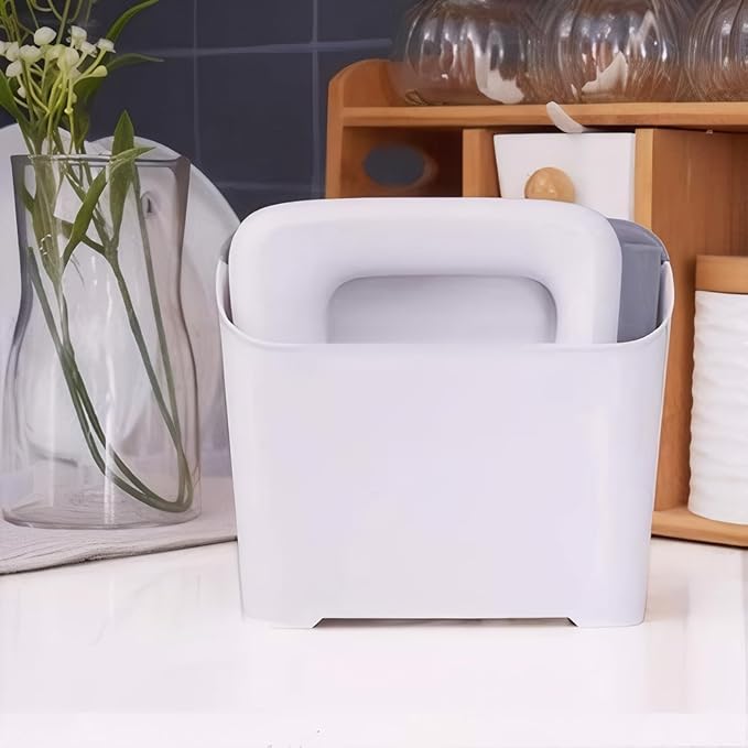 Compact Dustpan and Broom Set with Scrubber TPR Handle ABS Nylon Design Space Saving for Kitchen Bathroom Home Cleaning