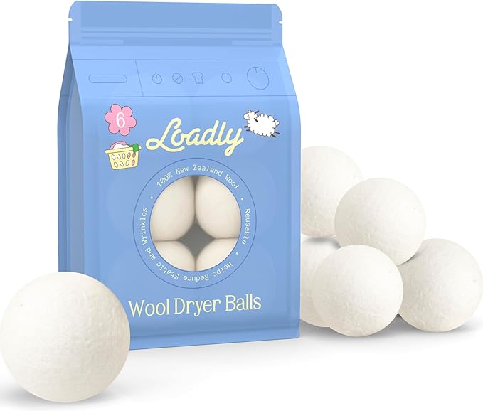 Premium Wool Dryer Balls – XL 6-Pack, 100% New Zealand Wool, Organic & Reusable, Natural Fabric Softener Alternative, Reduces Static, Wrinkles & Drying Time