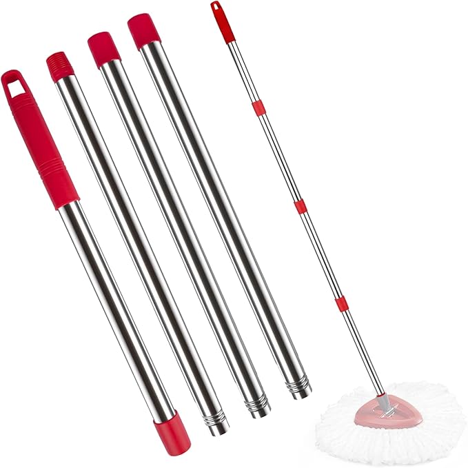 Spin Mop Replacement Handle Compatible with O-Cedar Spin Mop & Bucket System, 4-Section 30" to 58" Mops Handle Replacement Stick for Floor Cleaning, Mops Head & Base Not Include