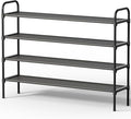 Kitsure Extra-Long Shoe Rack for Closet, Shoe Organizer for Front Door Entrance, Stackable Shoe Shelf, Detachable Closet Organizers and Storage, 39.0" Wide - 4 Tier, Black