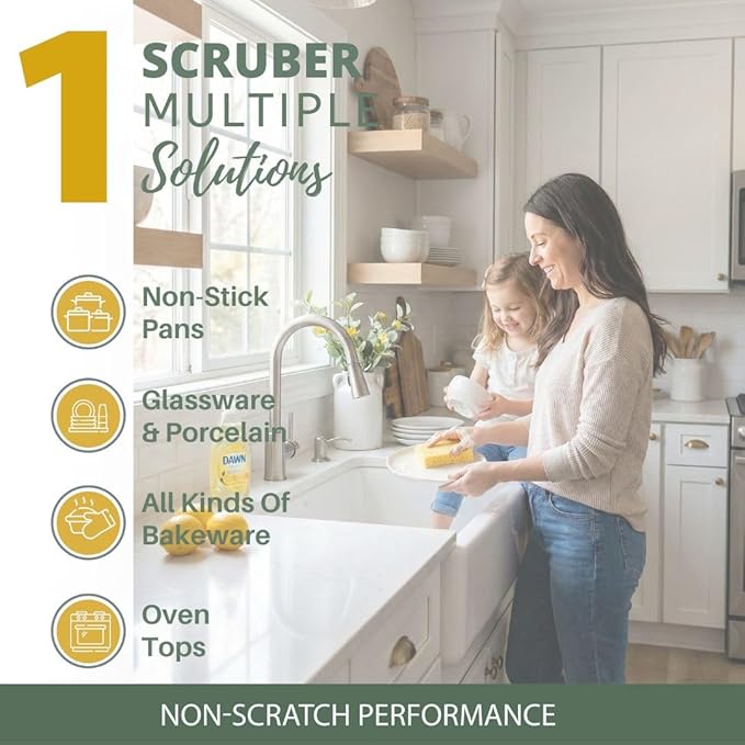 Peachy Clean Kitchen Dish Sponge & Scrubbers, Fresh Lemon Scent, Non-Scratch, Odor-Resistant, Durable Silicone Dish Sponges for Kitchen.