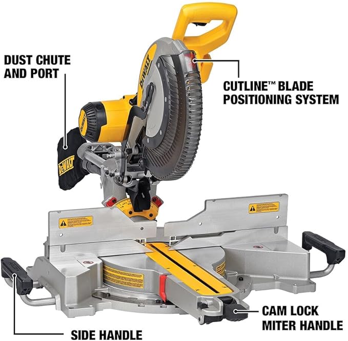 DEWALT Miter Saw, 12-inch Double Bevel Sliding Compound Miter Saw with XPS LED Shadow Light System, Includes Blade Wrench, Material Clamp and Dust Bag (DWS780)
