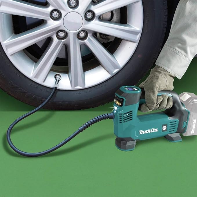 Makita DMP180ZX 18V LXT® Lithium-Ion Cordless Inflator, Battery Powered, Tool Only(battery and charger not included);Presta valve adapter;Sports ball needle;Tapered adapter, Teal