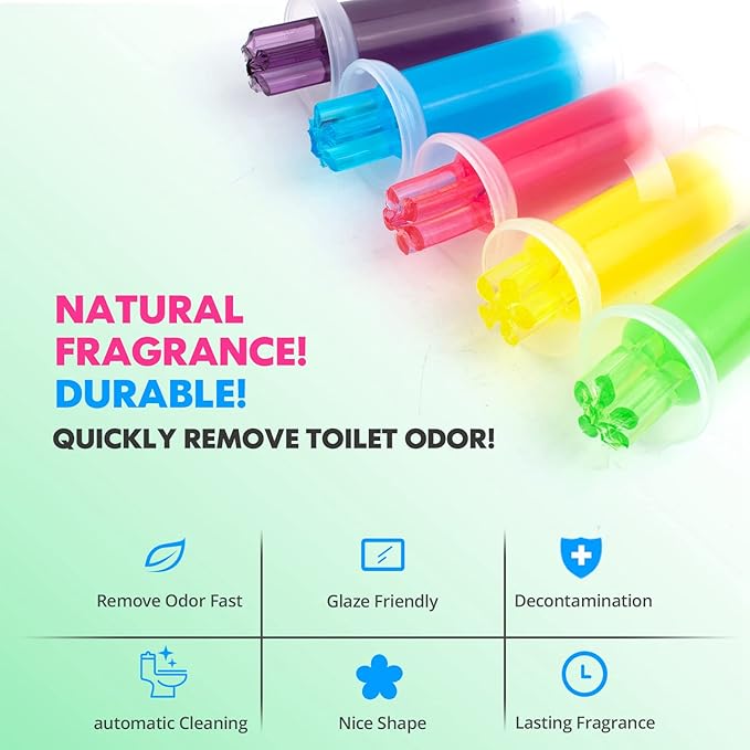 Toilet Gel, 60 Count 5 Kinds Of Scent Toilet Cleaner Bowl Gel Stamp Kit Air Freshener