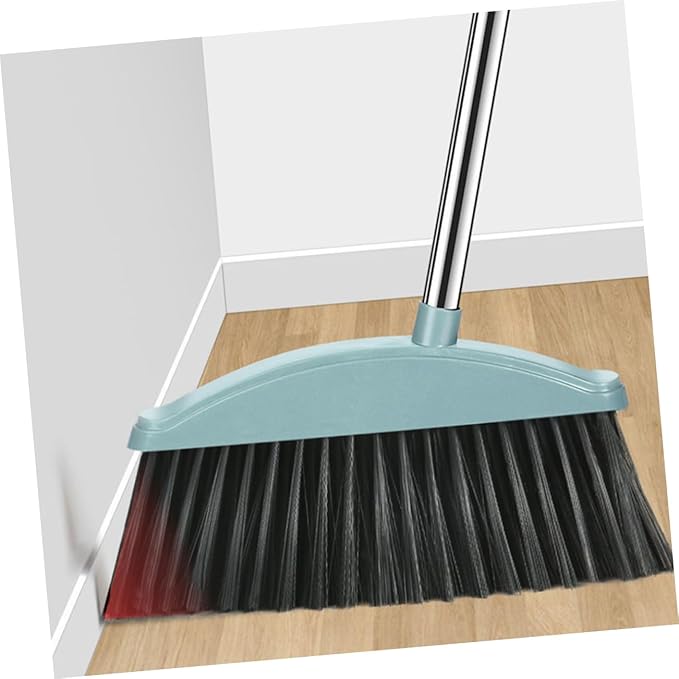 PRETYZOOM Long Handle Broom and Dustpan Non Stick Hair Cleaning Accessories for Home Kitchen Office Floor Sweeping Lightweight and Two Combo in Light Blue