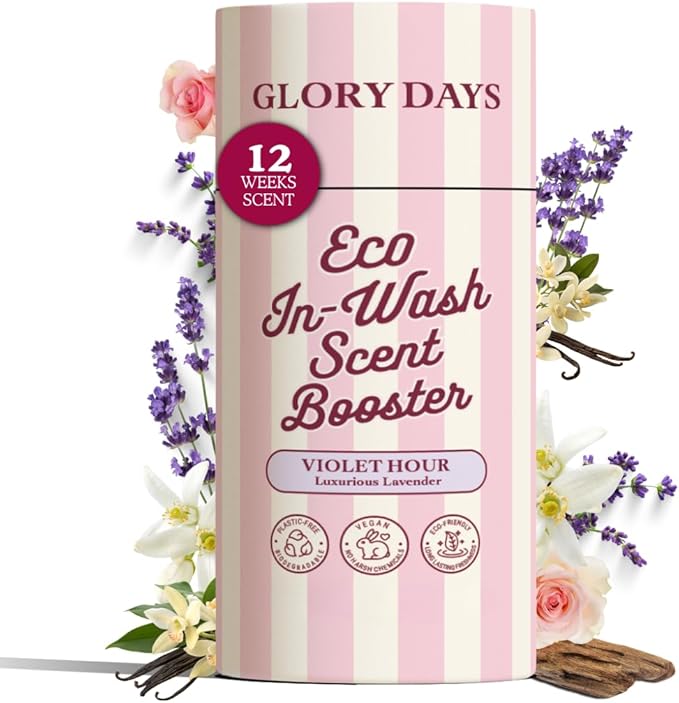 Glory Days In-Wash Scent Booster – Violet Hour (Lavender) | Chic Laundry Beads for Long-Lasting Fragrance | Plant-Conscious, Plastic-Free, 21 Washes