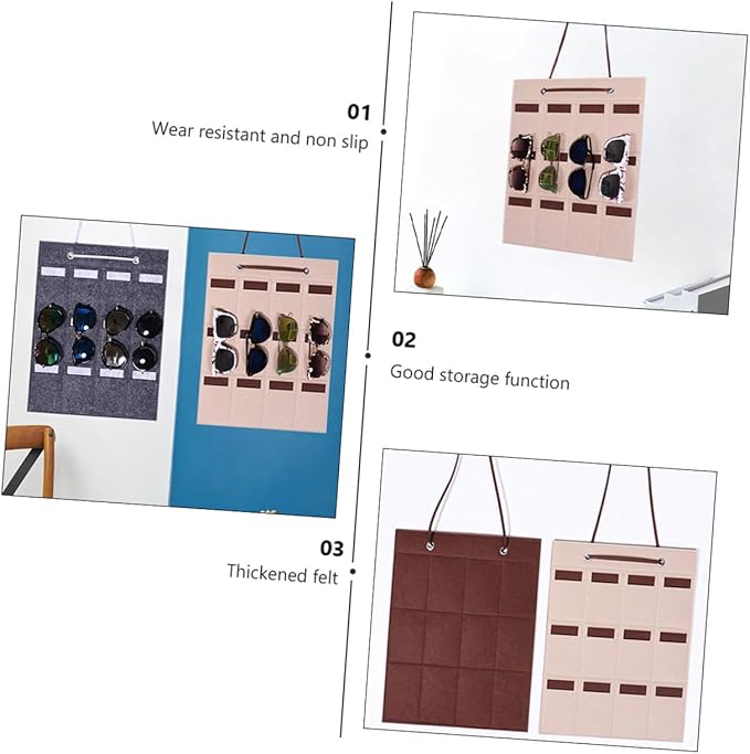VALICLUD Felt Sunglasses Organizer Hanging Bag 30x40cm Small Storage Pouch Wall-Mounted Glasses Holder for Eyewear and Jewelry Storage