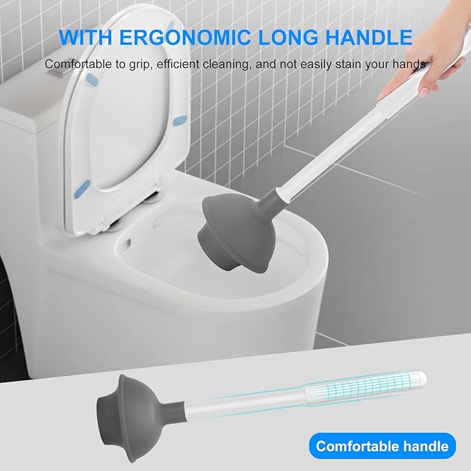 SetSail Toilet Brush and Plunger Set, 2 Packs Toilet Plungers for Bathroom Heavy Duty Toilet Bowl Brush and Holder Hidden Toilet Plunger and Brush Set for Deeply Cleaning - White