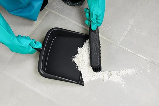 SPARTA Large Handheld Dustpan with Hanging Hole, Heavy-Duty Plastic Dustpan with Wide Lip for Countertops and Surfaces, Plastic, 10 Inches, Black